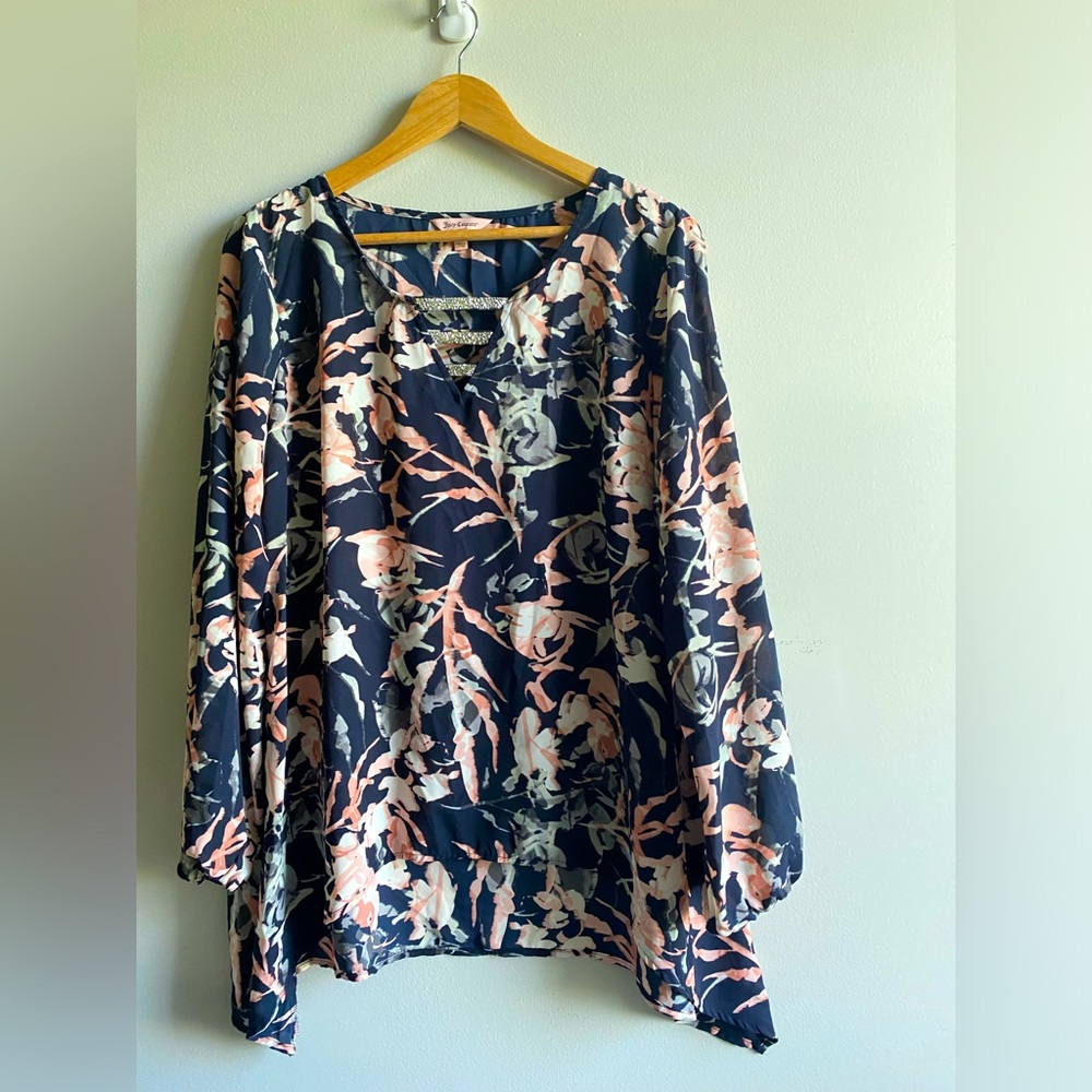 Juicy Couture Navy and Floral Blouse